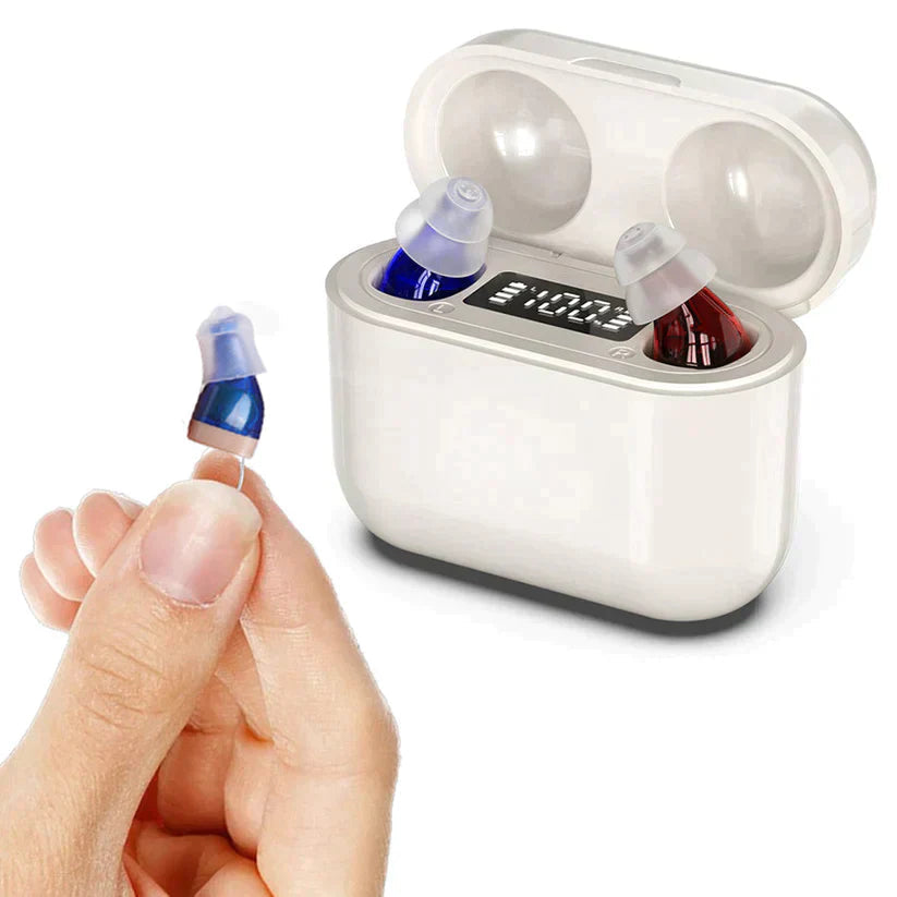 Rechargeable invisible hearing aids with noise reduction – for mild to moderate hearing loss 1