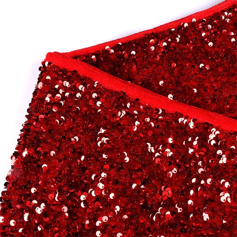 Red Sequins Christmas Tree Skirt Party Decoration Accessories 2