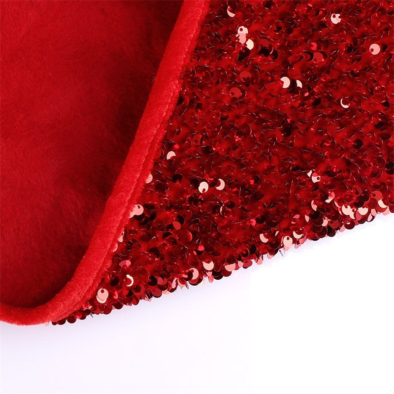Red Sequins Christmas Tree Skirt Party Decoration Accessories 4