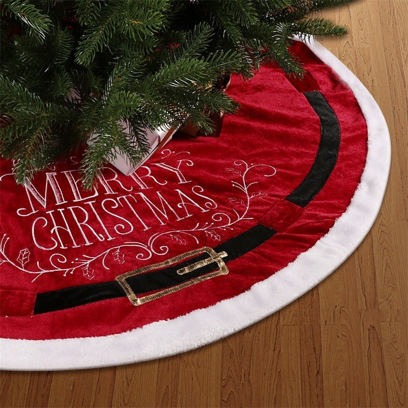 Red velvet fabric Christmas tree skirt 1