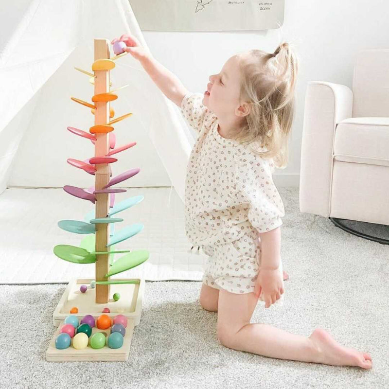 Regenbogen-Murmelturm | Montessori-Lernspielzeug | mit Farb- & Klangeffekt | Tumblewood 1