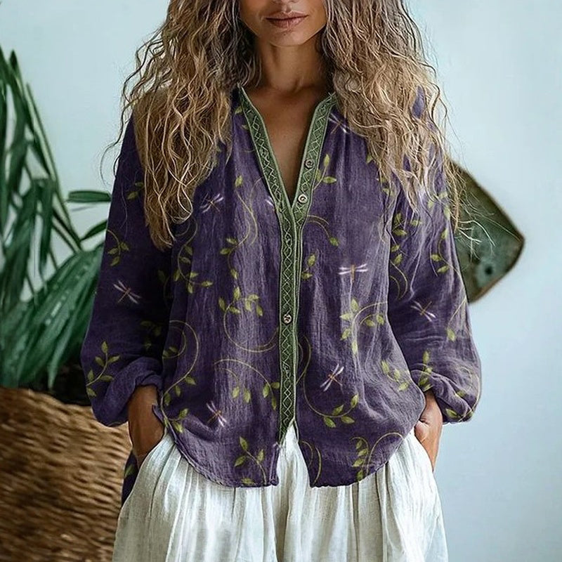 Relaxed Nature Print Blouse for Women - Effortless Elegance 0