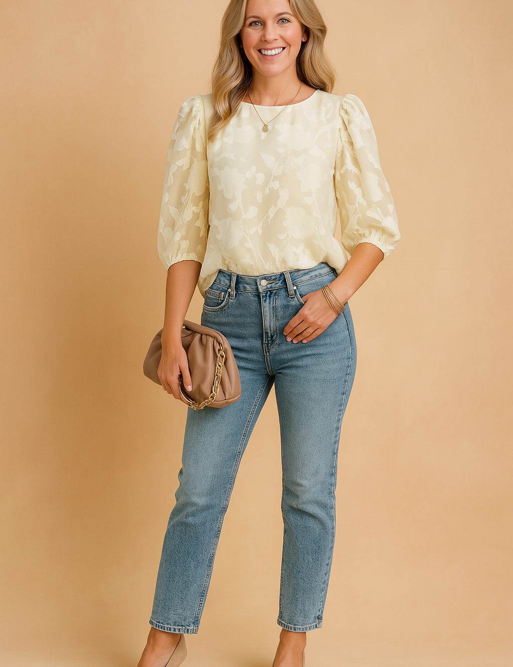 Rosana | Elegant floral blouse with puff sleeves 2
