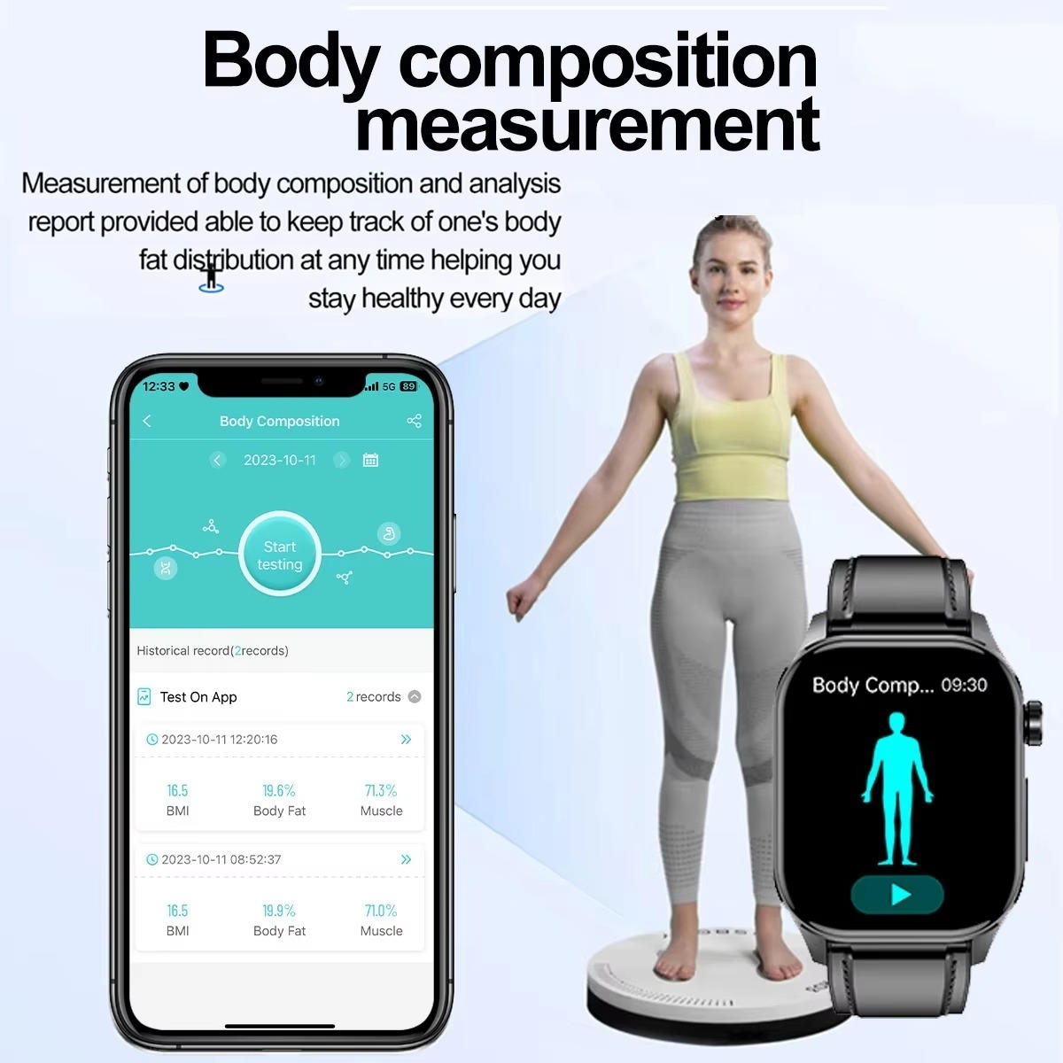 Smartwatch for seniors, blood pressure, blood sugar, and health management 5