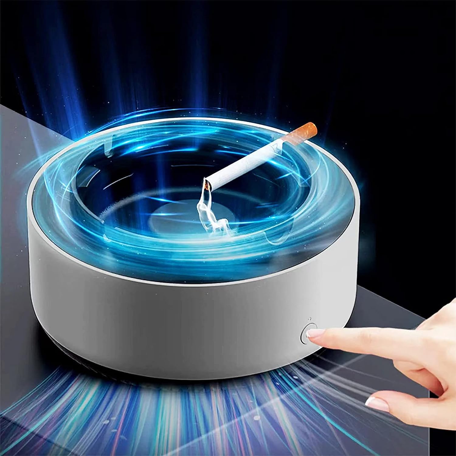 Smoke removal air purifier ashtray with advanced filtration system - stylish indoor odor simulator for clean air 1