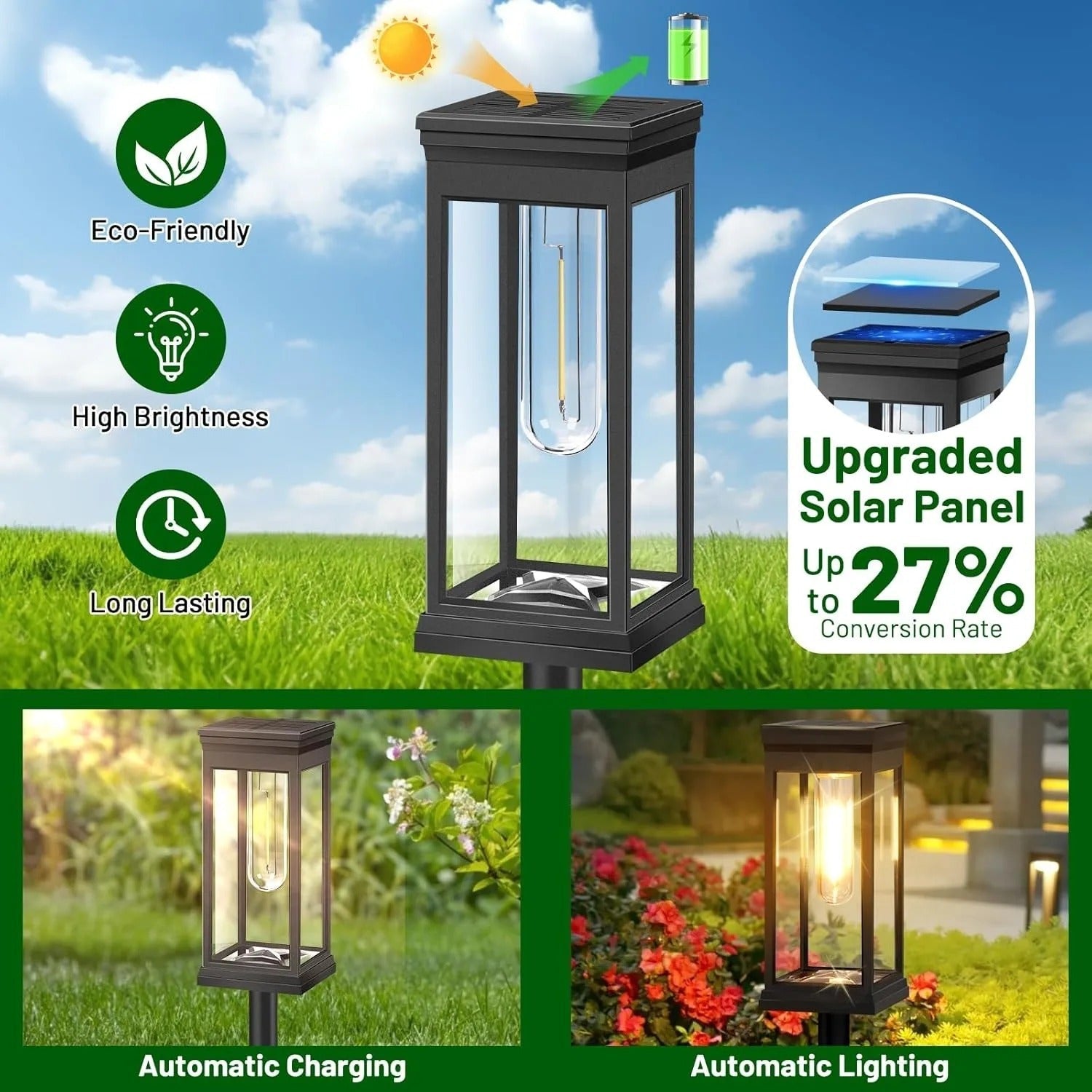 Solar Pathway Lights – Eco-Friendly Outdoor Lighting with Dusk-to-Dawn Operation, Waterproof Garden Path Lights, 4-Pack 2