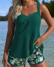Stylish Striped Tankini Set with Comfortable Beach Shorts for Women 3