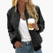 Stylish Women's Bomber Jacket with Ribbed Collar and Cuffs for Casual Everyday Wear 0