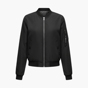 Stylish Women's Bomber Jacket with Ribbed Collar and Cuffs for Casual Everyday Wear 1