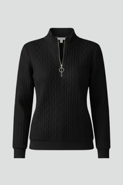 Stylish Women's Cable Knit Jumper with Zip Neck for Casual Elegance 1