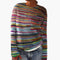 Stylish Women's Striped Knit Sweater with Round Neckline for Cool Weather 0
