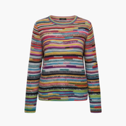 Stylish Women's Striped Knit Sweater with Round Neckline for Cool Weather 1