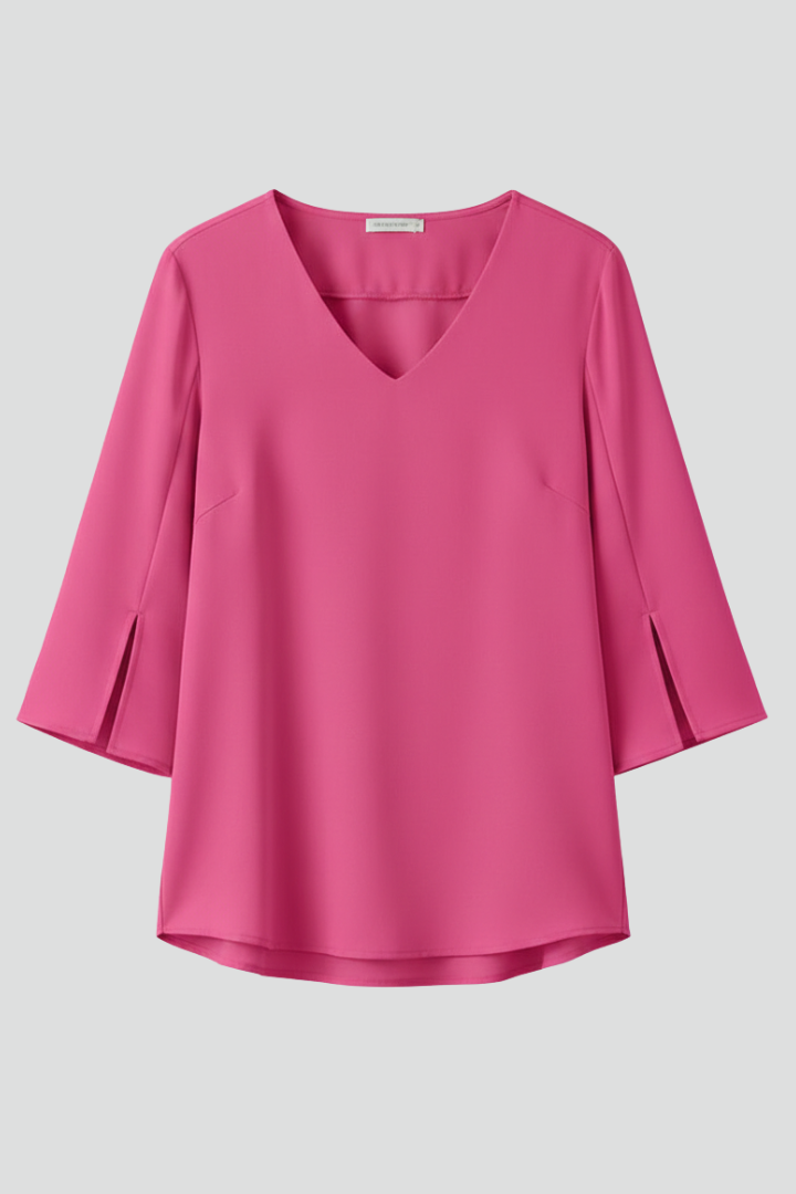Stylish Women's V Neck Blouse with Short Sleeves and Pocket Detail 1