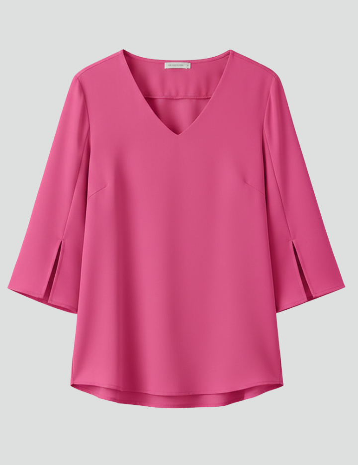 Stylish Women's V Neck Blouse with Short Sleeves and Pocket Detail 1