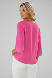 Stylish Women's V Neck Blouse with Short Sleeves and Pocket Detail 2