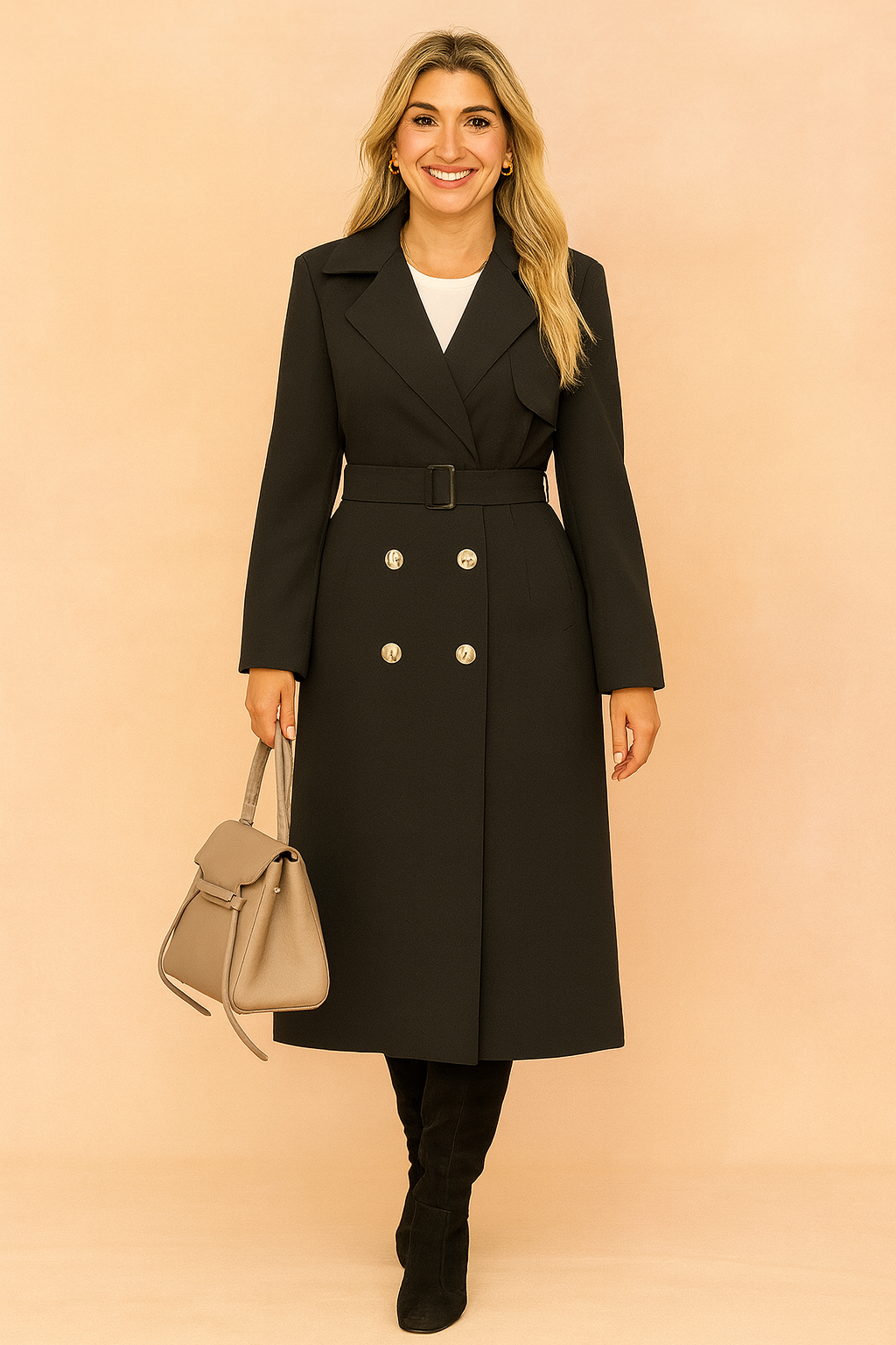 Sylwia | Elegant coat with a belt 1