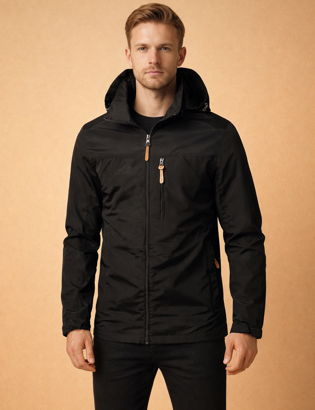 Szymon | Men's waterproof sports jacket with a hood and zipper 0