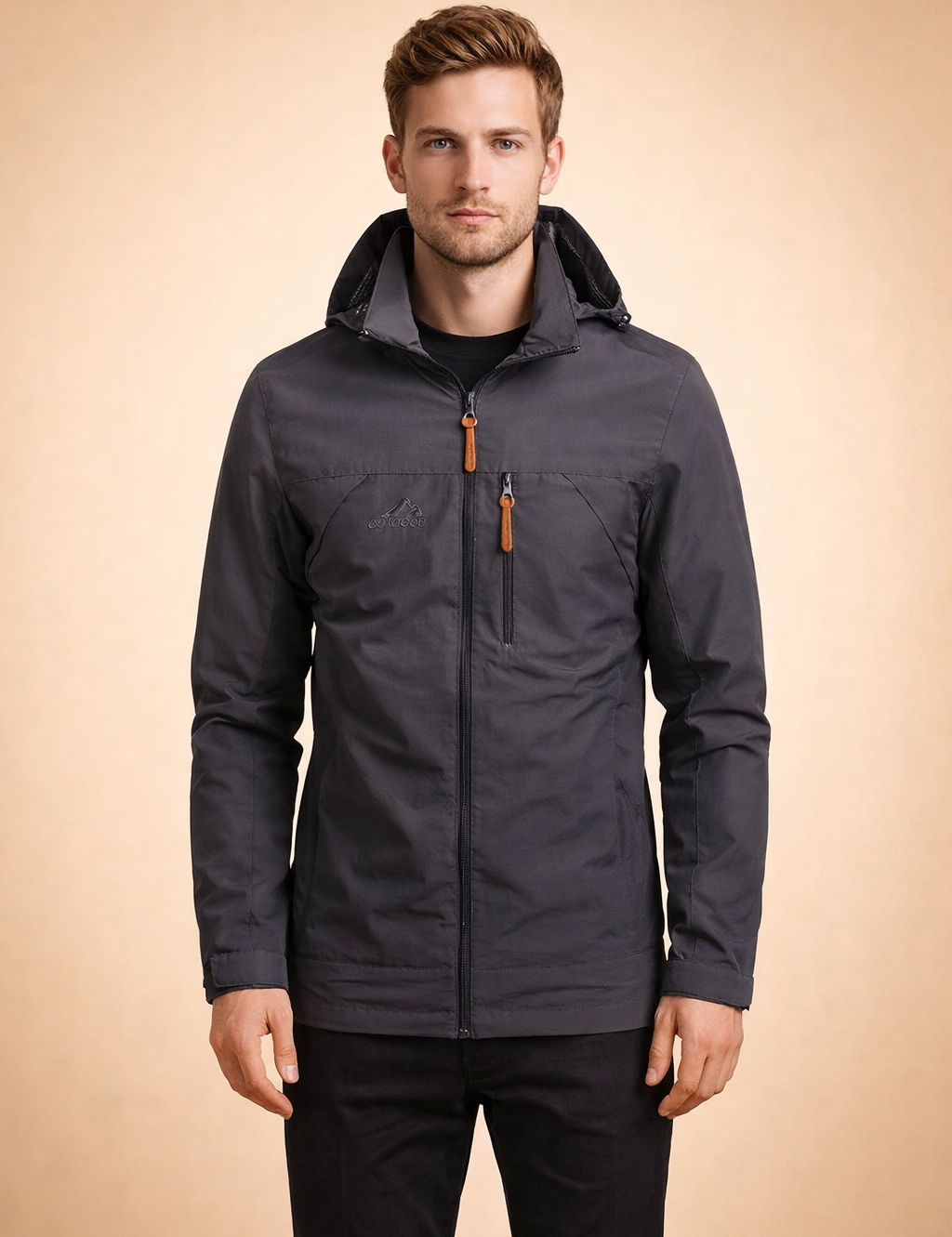 Szymon | Men's waterproof sports jacket with a hood and zipper 1