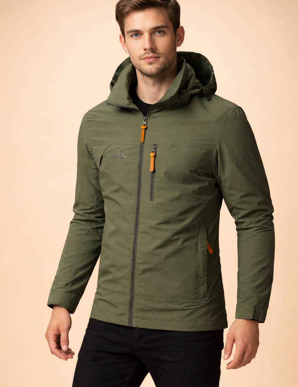 Szymon | Men's waterproof sports jacket with a hood and zipper 3