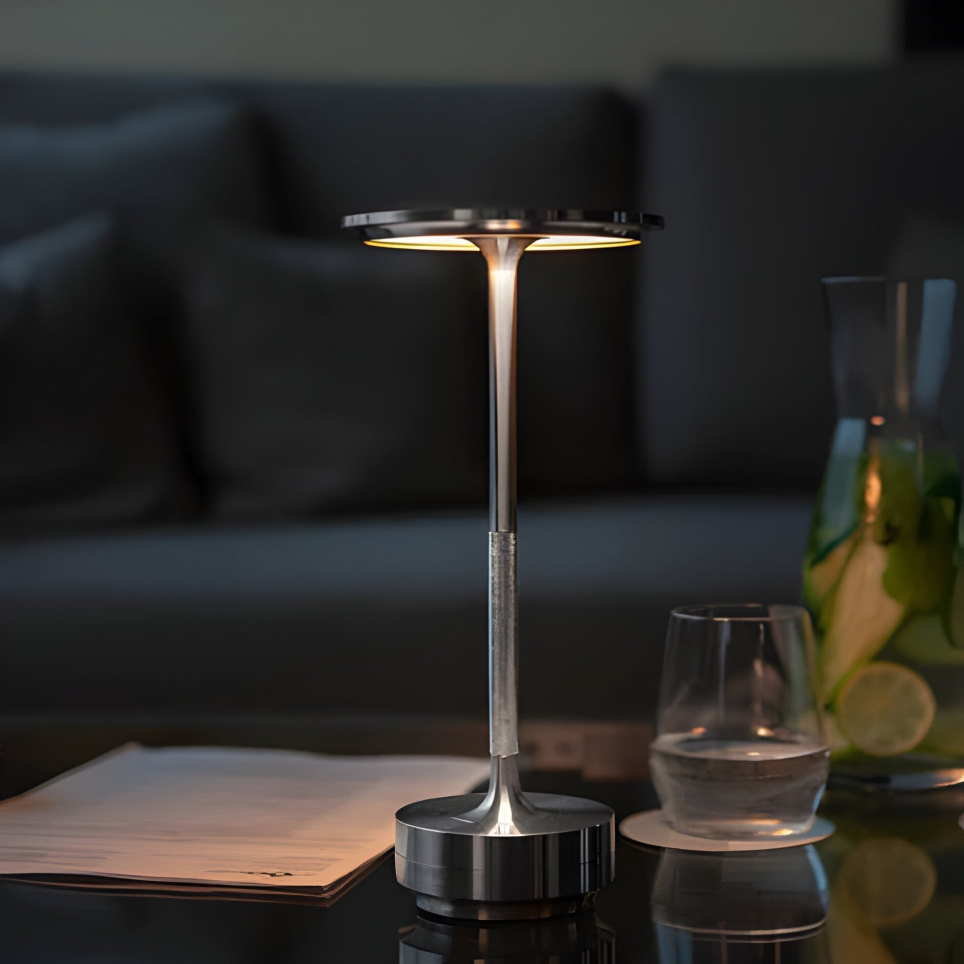 Tischlampe | Kabellos & Dimmbar | Schlankes Design | GlowVault 1