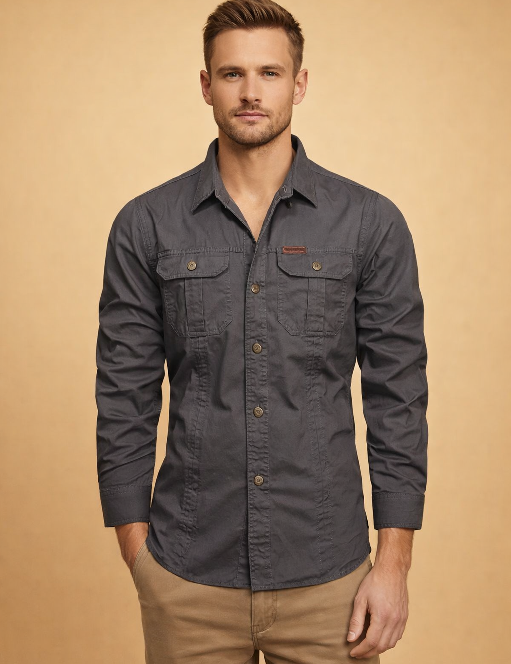 Tomasz | Men's Long Sleeve Shirt with Pockets 2