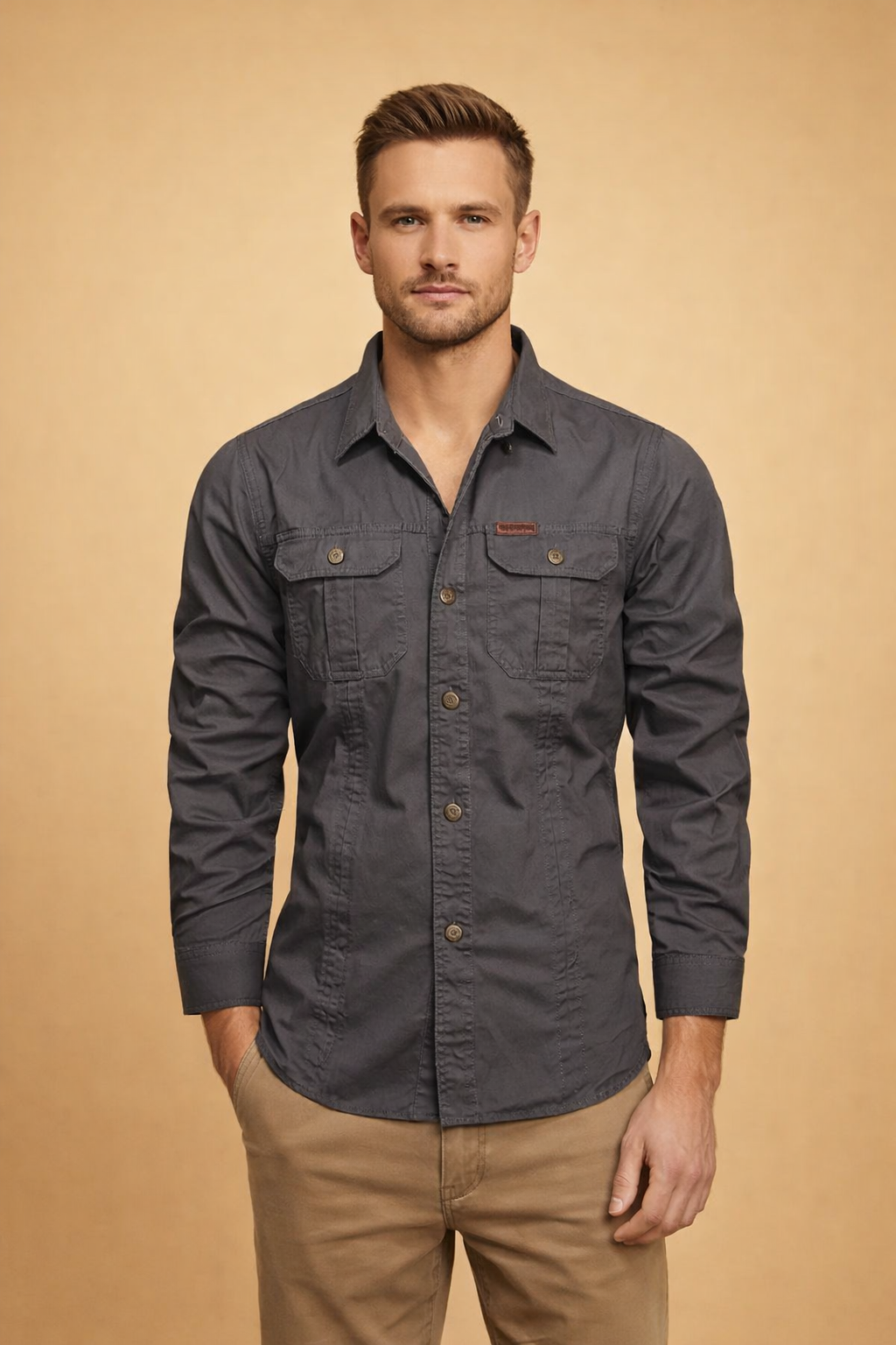 Tomasz | Men's Long Sleeve Shirt with Pockets 2