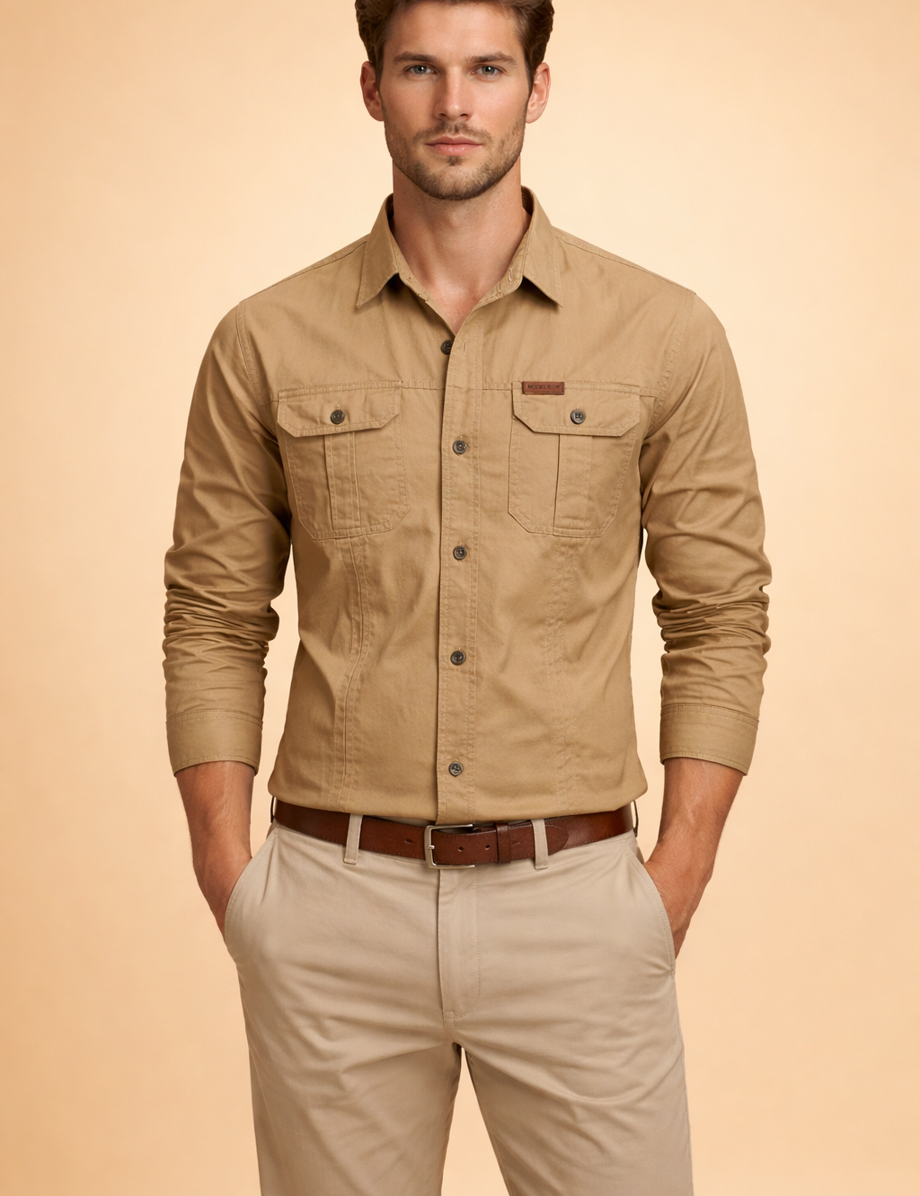 Tomasz | Men's Long Sleeve Shirt with Pockets 3