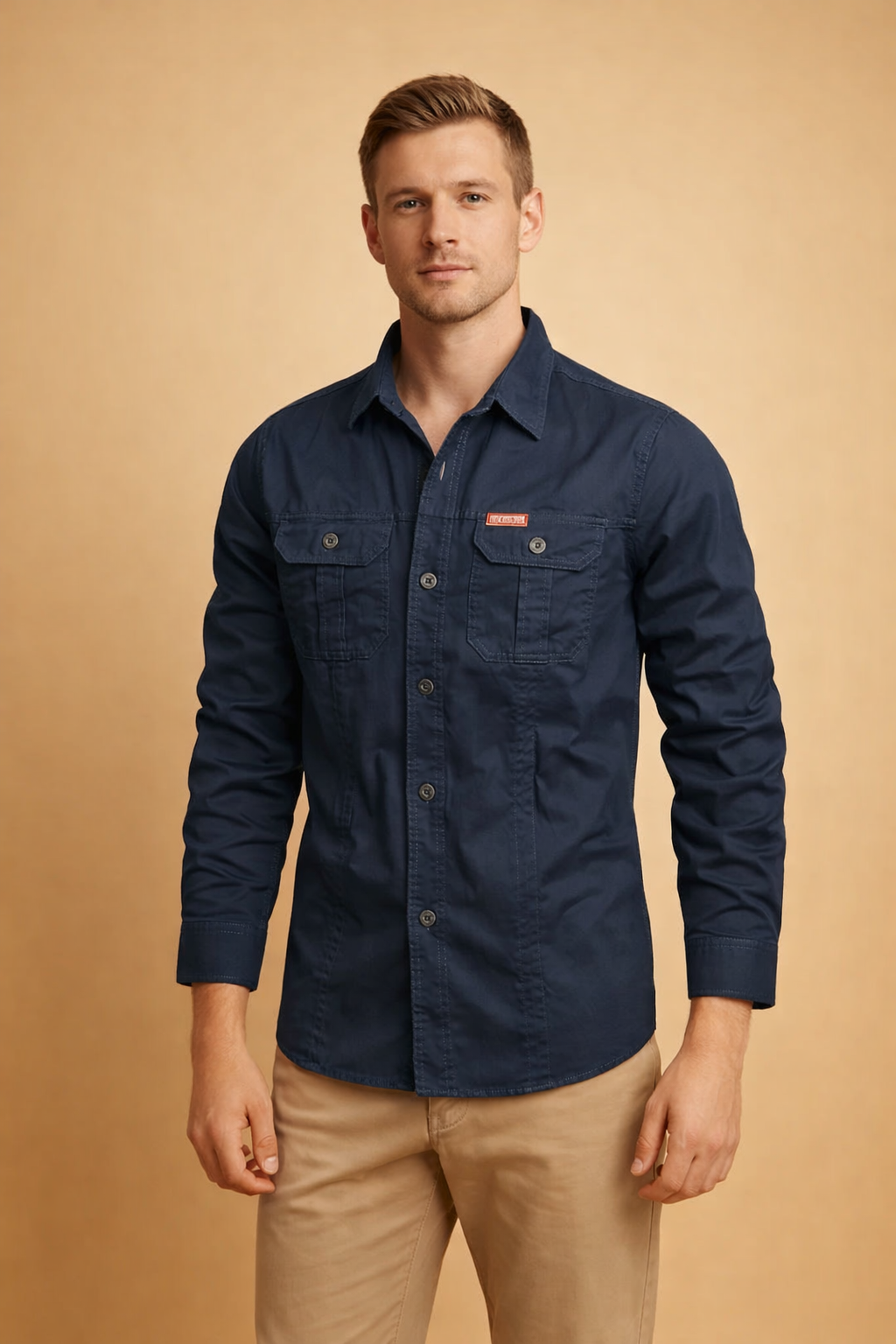 Tomasz | Men's Long Sleeve Shirt with Pockets 4