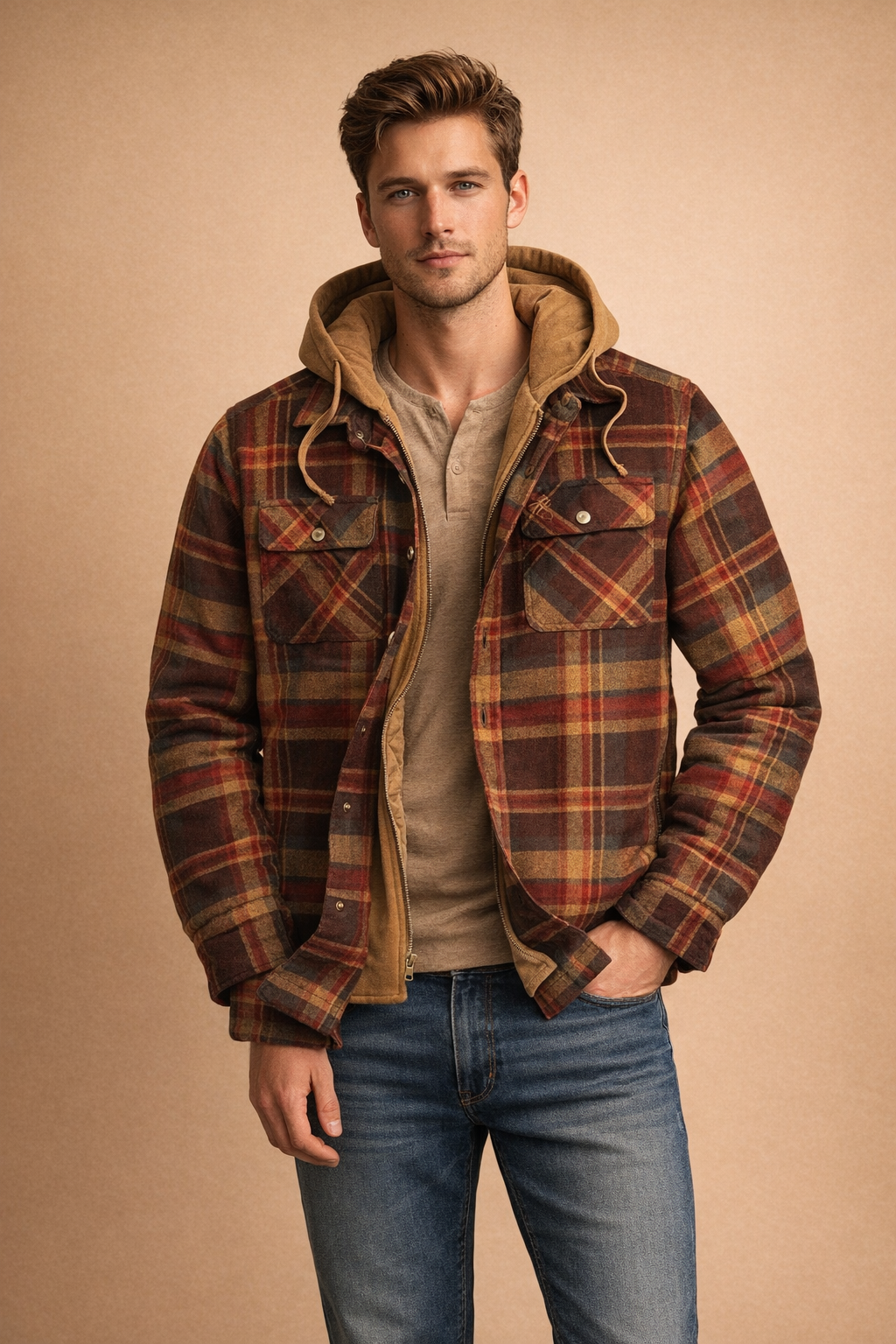 Tomasz | Men's hooded jacket with front closure 1