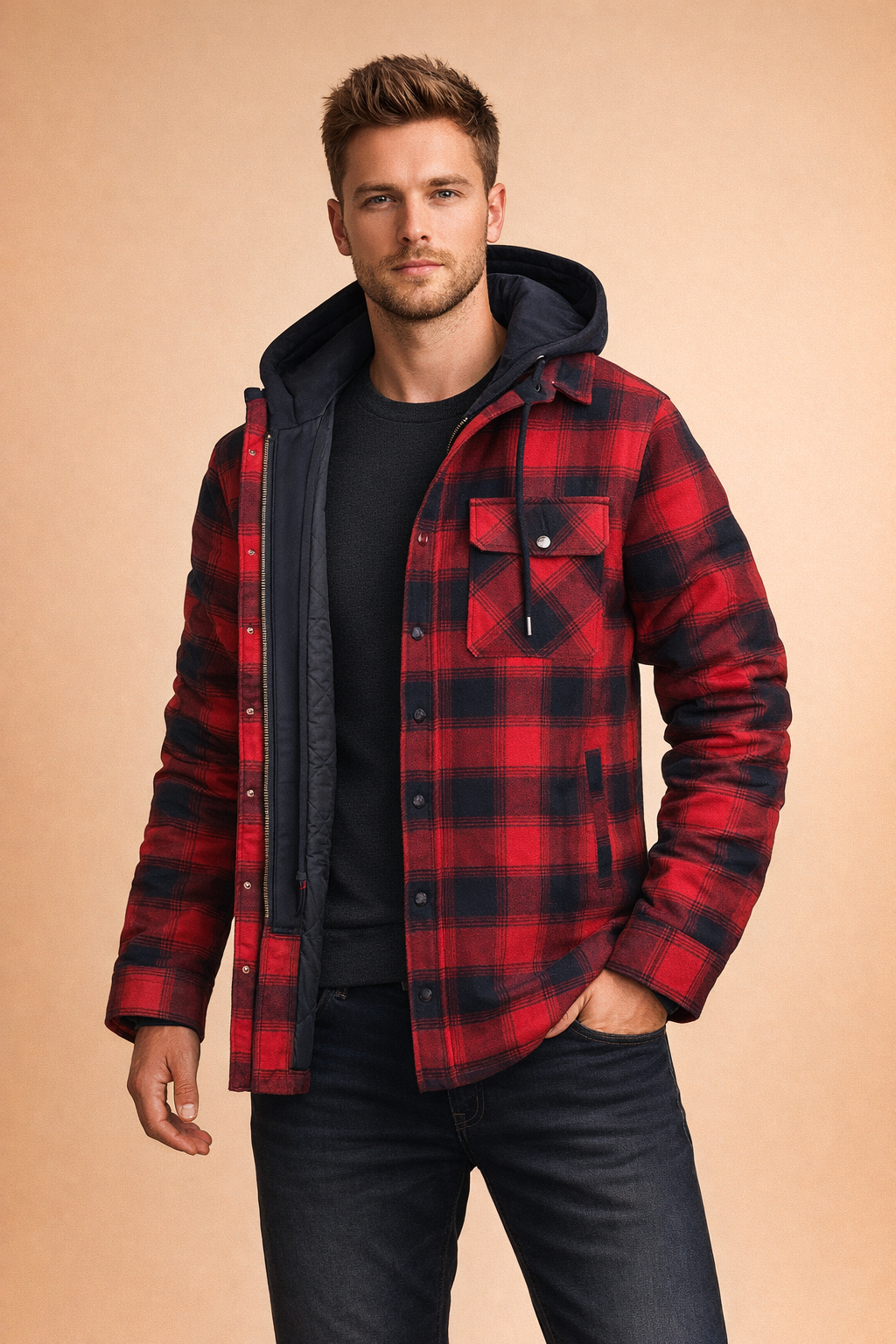 Tomasz | Men's hooded jacket with front closure 4