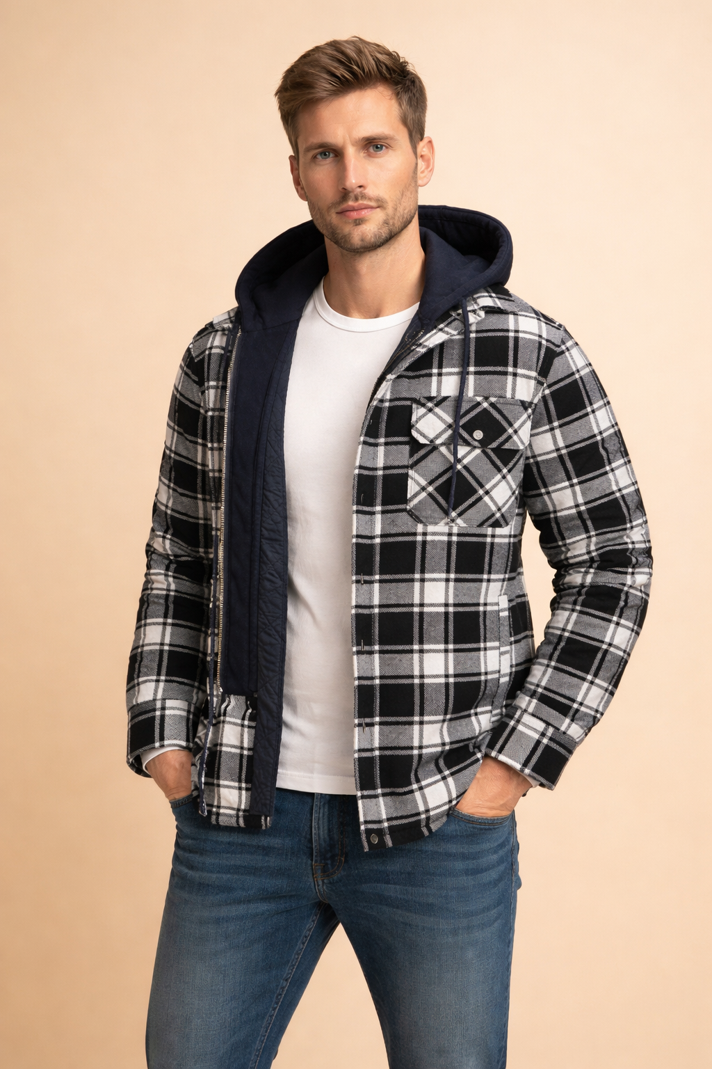 Tomasz | Men's hooded jacket with front closure 7