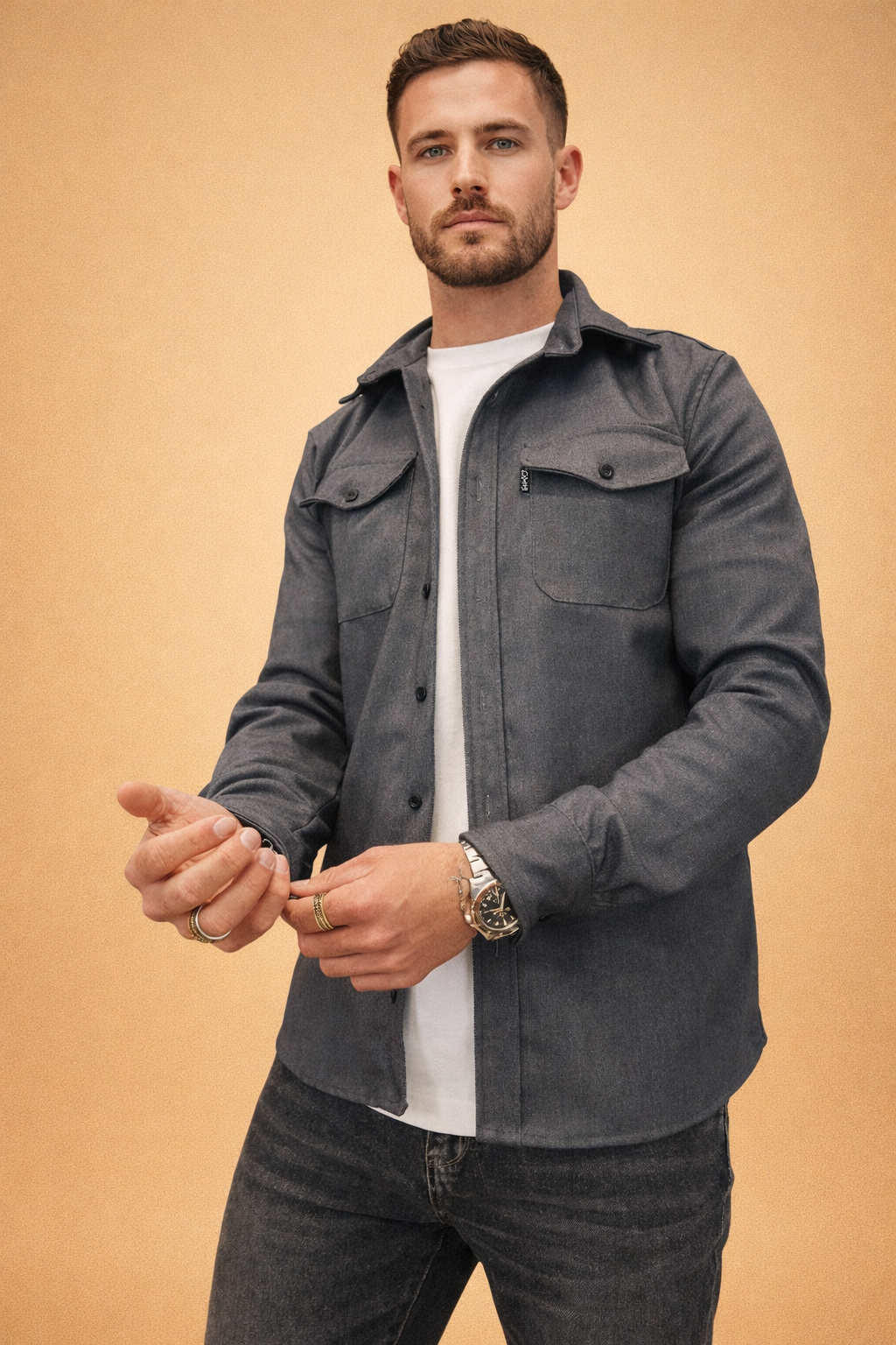 Tomasz | Modern men's long-sleeved polo shirt with a utilitarian style 5