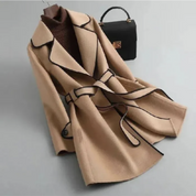 Tracey | Chic Contrast-Trim Belted Trench 1