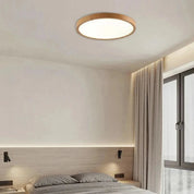 Ultrathin Circular LED Ceiling Light with Adjustable Brightness and Warm Walnut Finish 2