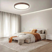 Ultrathin Circular LED Ceiling Light with Adjustable Brightness and Warm Walnut Finish 3
