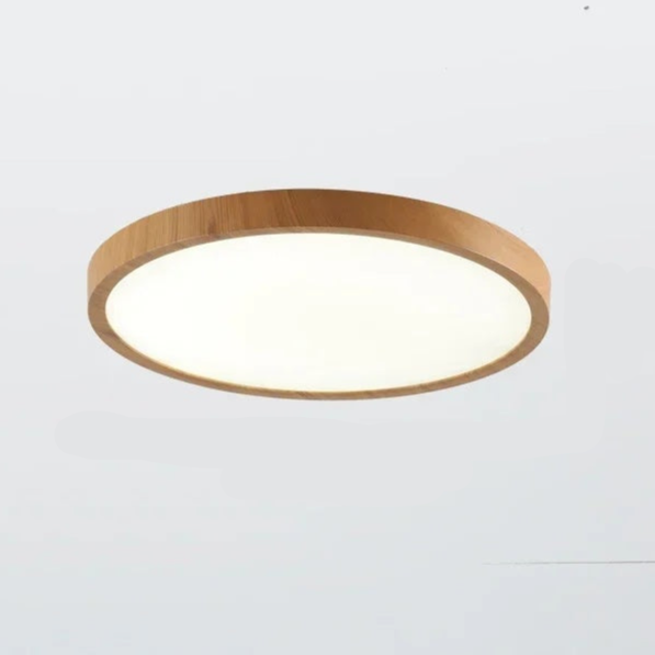 Ultrathin Circular LED Ceiling Light with Adjustable Brightness and Warm Walnut Finish 4