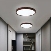 Ultrathin Circular LED Ceiling Light with Adjustable Brightness and Warm Walnut Finish 5