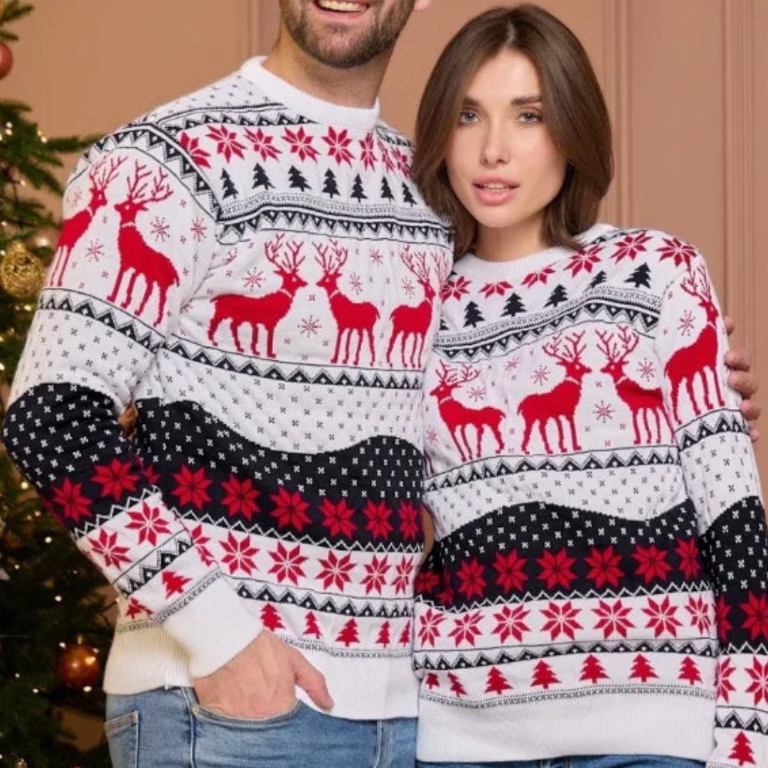 Unisex Festive Christmas Sweater Warm Knit Reindeer Design 0