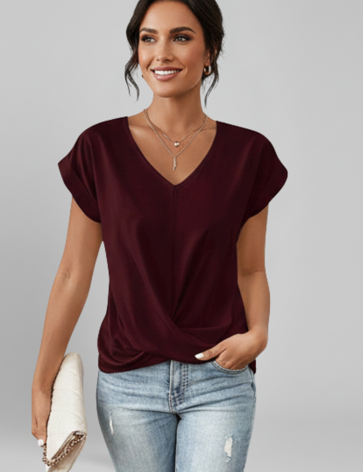 V Neck Short Sleeve Women’s Blouse for Casual Elegance 11