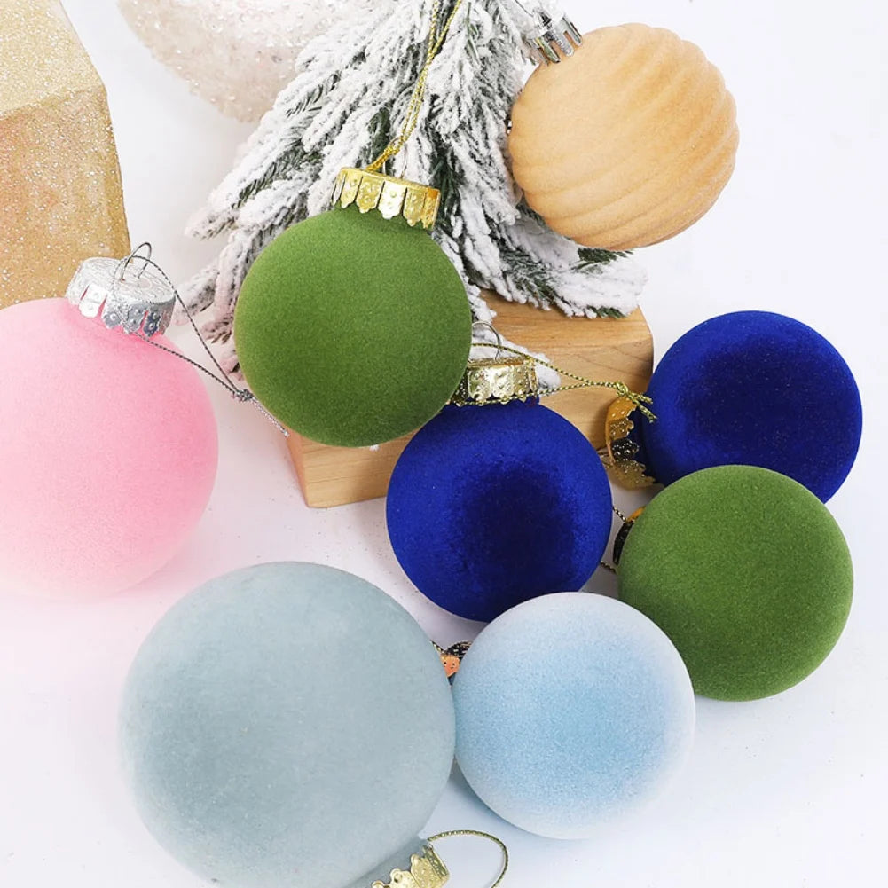 Velvet ornaments | Flocked Christmas baubles for elegant decoration 1