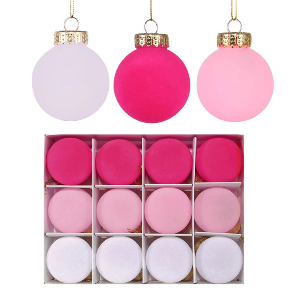 Velvet ornaments | Flocked Christmas baubles for elegant decoration 3