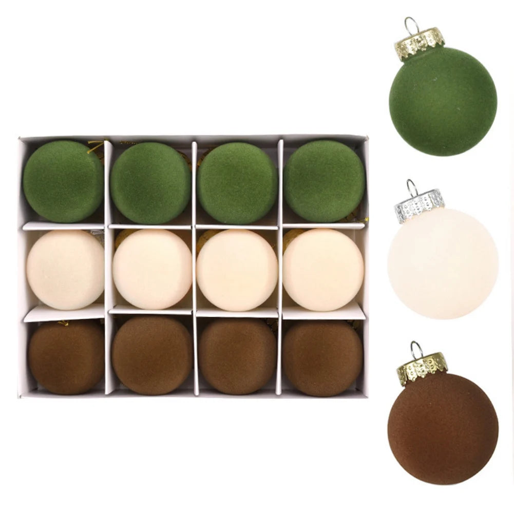 Velvet ornaments | Flocked Christmas baubles for elegant decoration 4