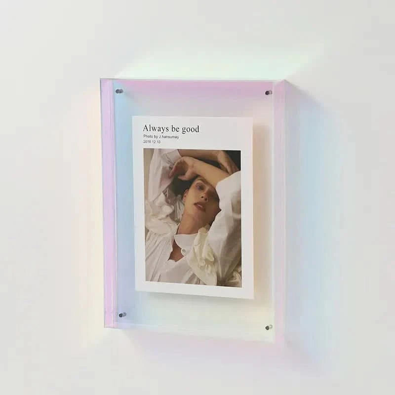 Vibrant Acrylic Photo Frame with Colored Edges – Modern Floating Display for 21x30 cm Photos, Desk or Wall Decor 6