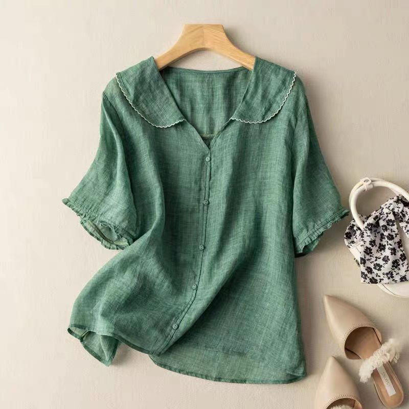 Vintage-Inspired Blouse with Button Detail for Women - Elegant and Comfortable 0
