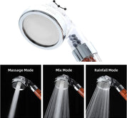 Water-saving high-pressure shower head with filter – AquaGlow 3