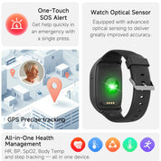 4G GPS Smartwatch for Seniors with SOS Function, Health Monitoring, and Independent Calling – Waterproof Fitness Tracker