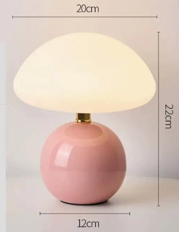 Ceramic LED Table Lamp, Mushroom Design with Adjustable Color Temperature for Bedside or Desk – Blush Cloud Finish