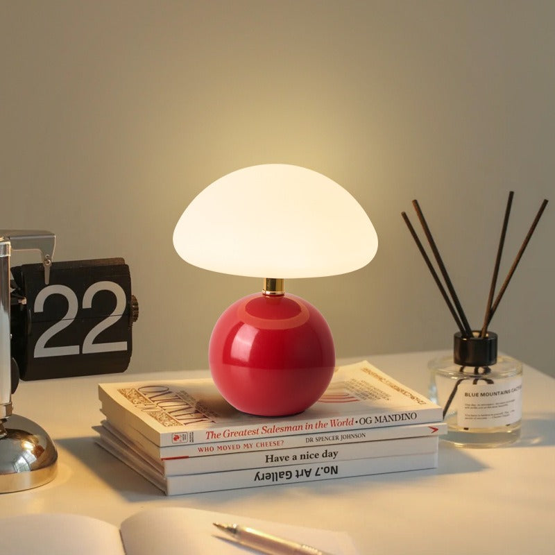Ceramic LED Table Lamp, Mushroom Design with Adjustable Color Temperature for Bedside or Desk – Blush Cloud Finish