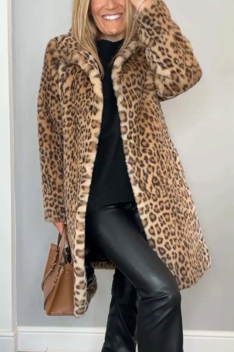 Women's Winter Coat Plush Leopard Print Lightweight Puffer