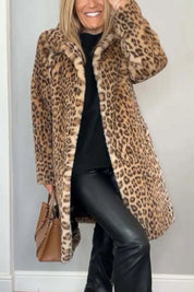 Women's Winter Coat Plush Leopard Print Lightweight Puffer